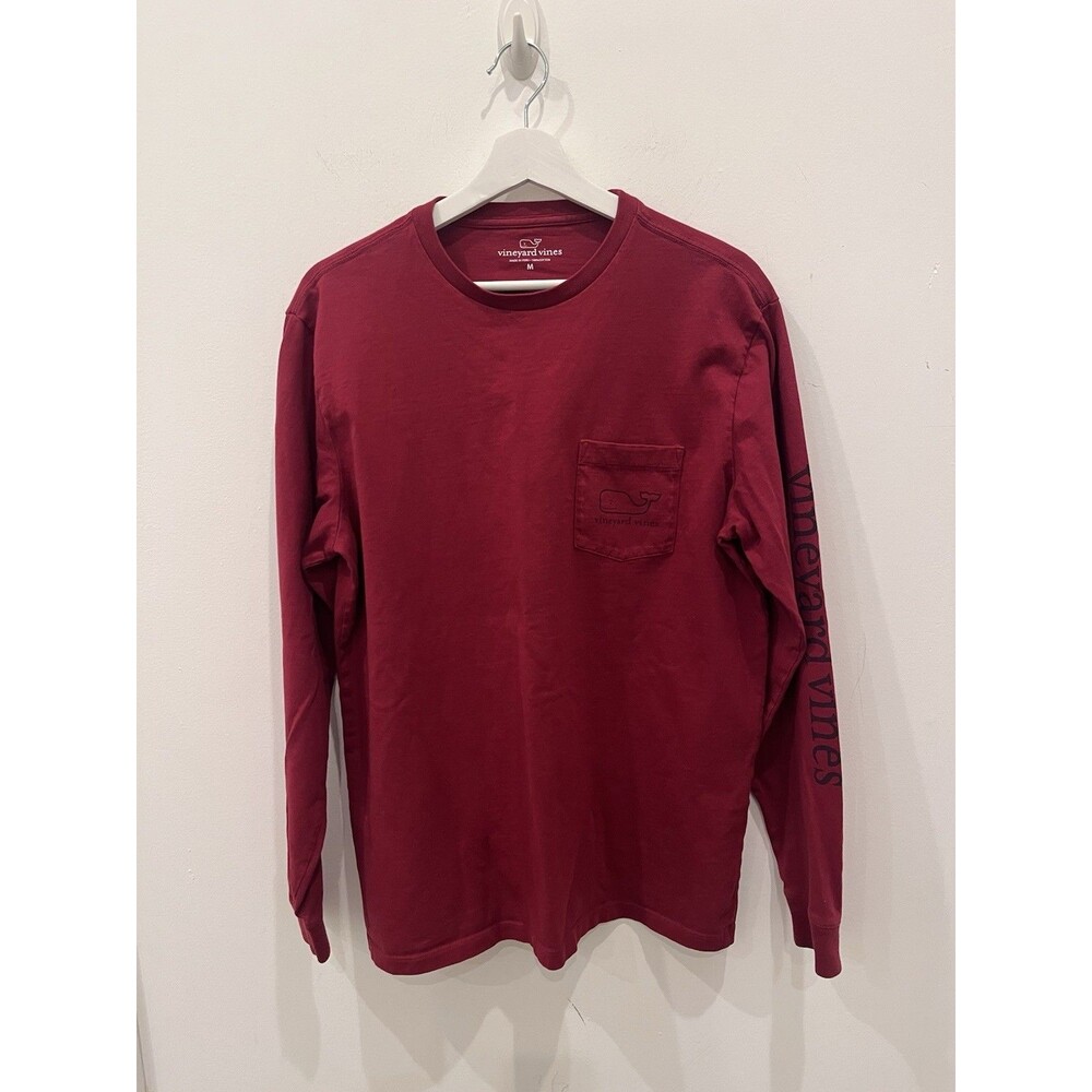 vineyard vine Mens long sleeve T Shirt Sz M Red Burgundy